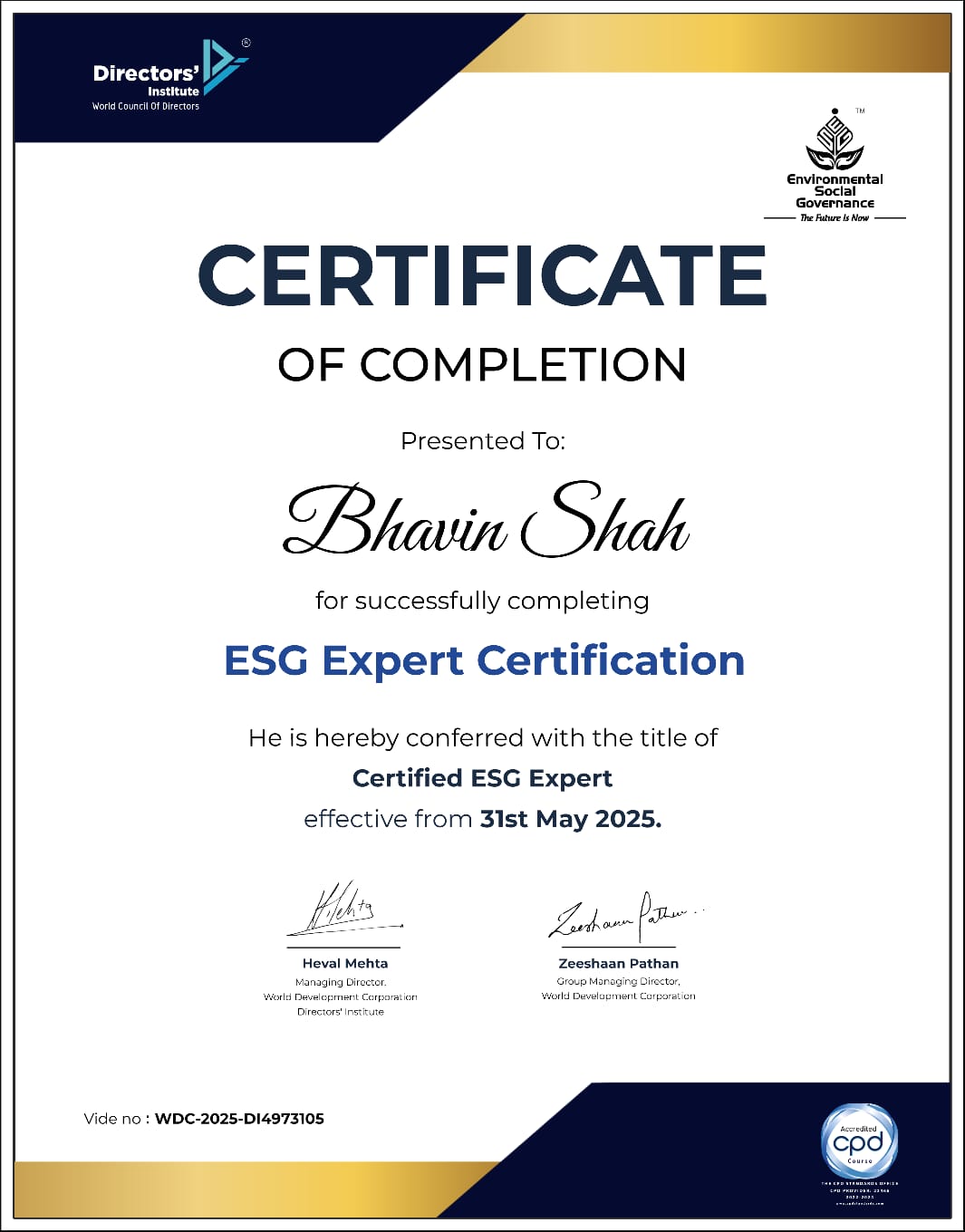 ESG Expert Certificate
